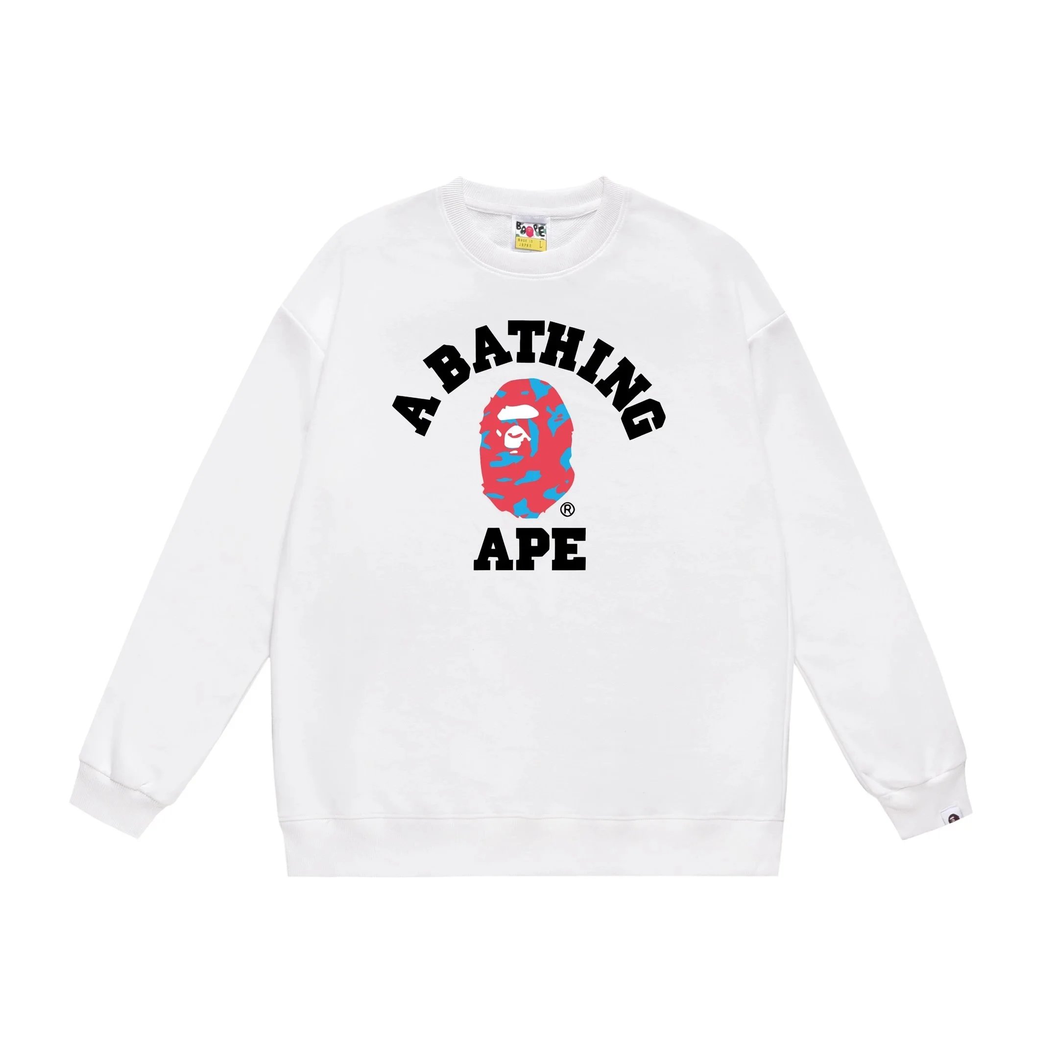 A Bathing Ape Geometric Camo Ape Head Crewneck Sweatshirt Gray Hoodie - 15