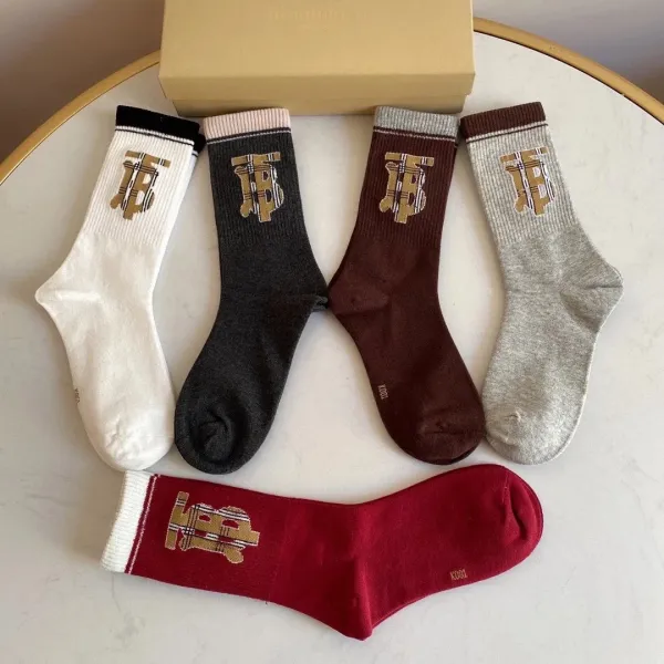 Burberry Monogram Logo Embroidered Black Socks - 16