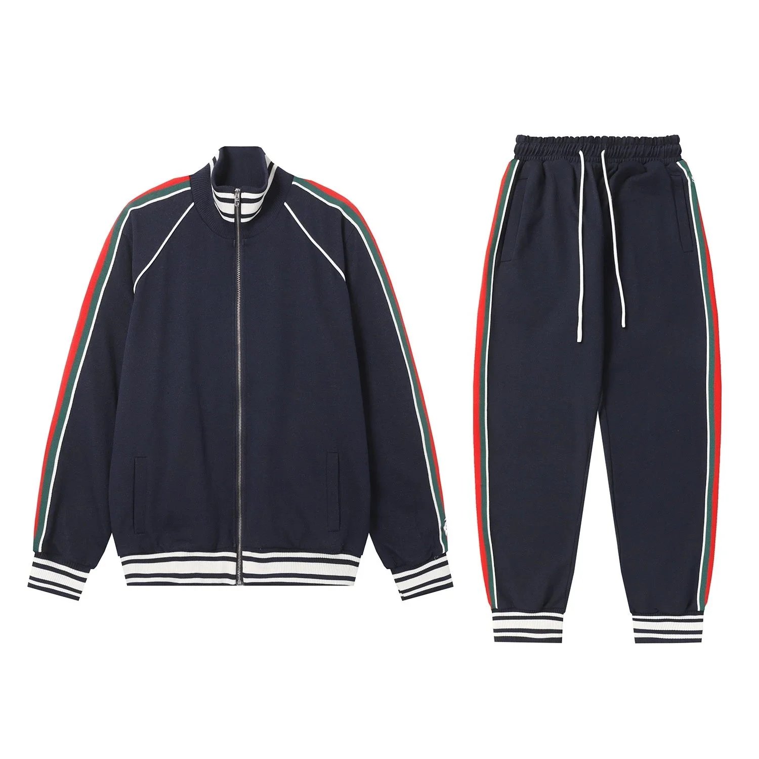 Gucci Track Jacket and Sweatpants Set Black with Red-Green Stripes Tracksuit - 6