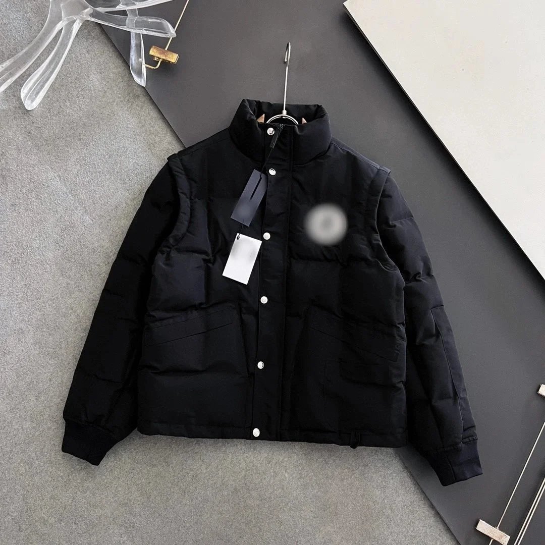 Dior Oblique Print Hooded Down Jacket Navy and White - 2