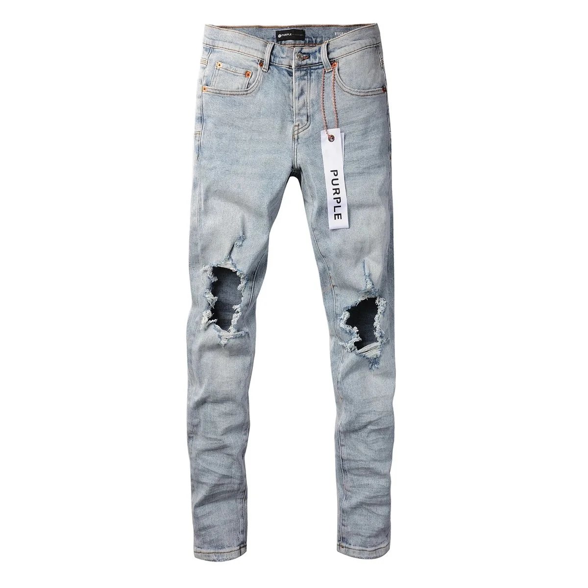 Design Distressed Yellow-Panel Jeans Dark Wash - 10