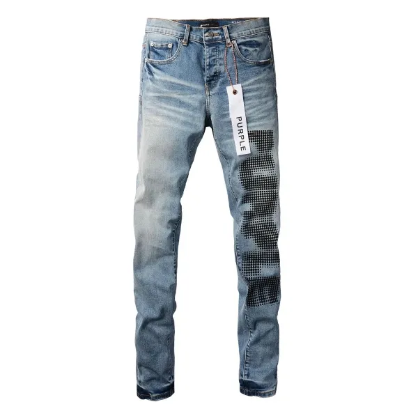 Purple Brand Paint Splatter Slim Fit Light Wash Jeans - 12