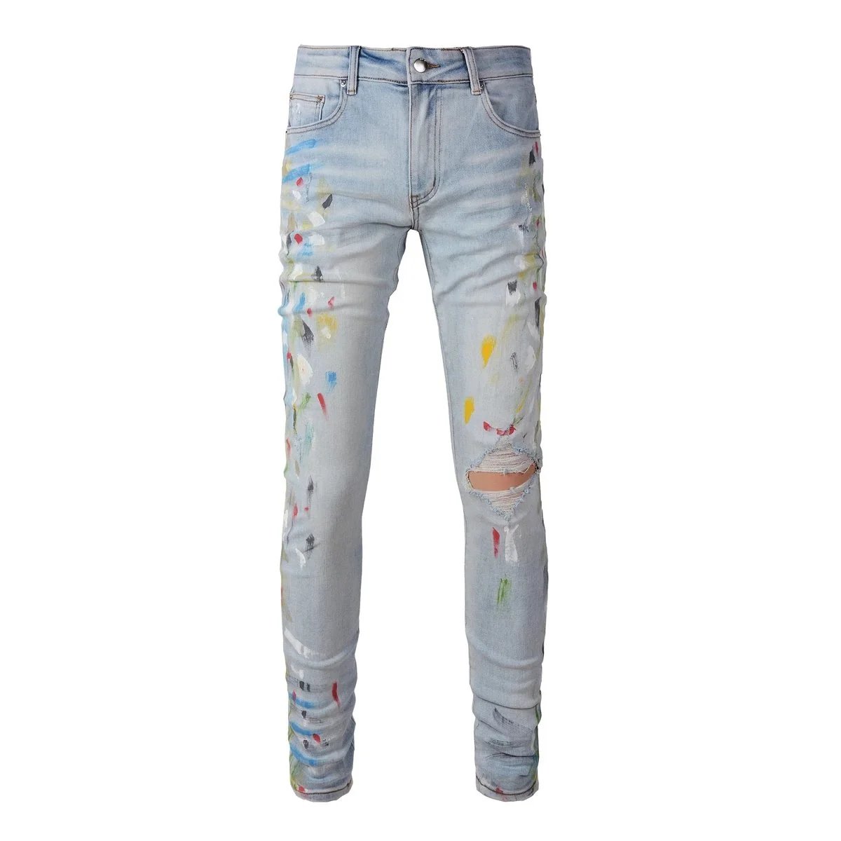 Amiri Distressed Logo Print Black Jeans - 13