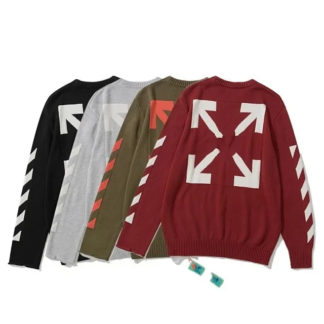Off-White Knitwear Crewneck knit sweater with graphic intarsia product detail image 4