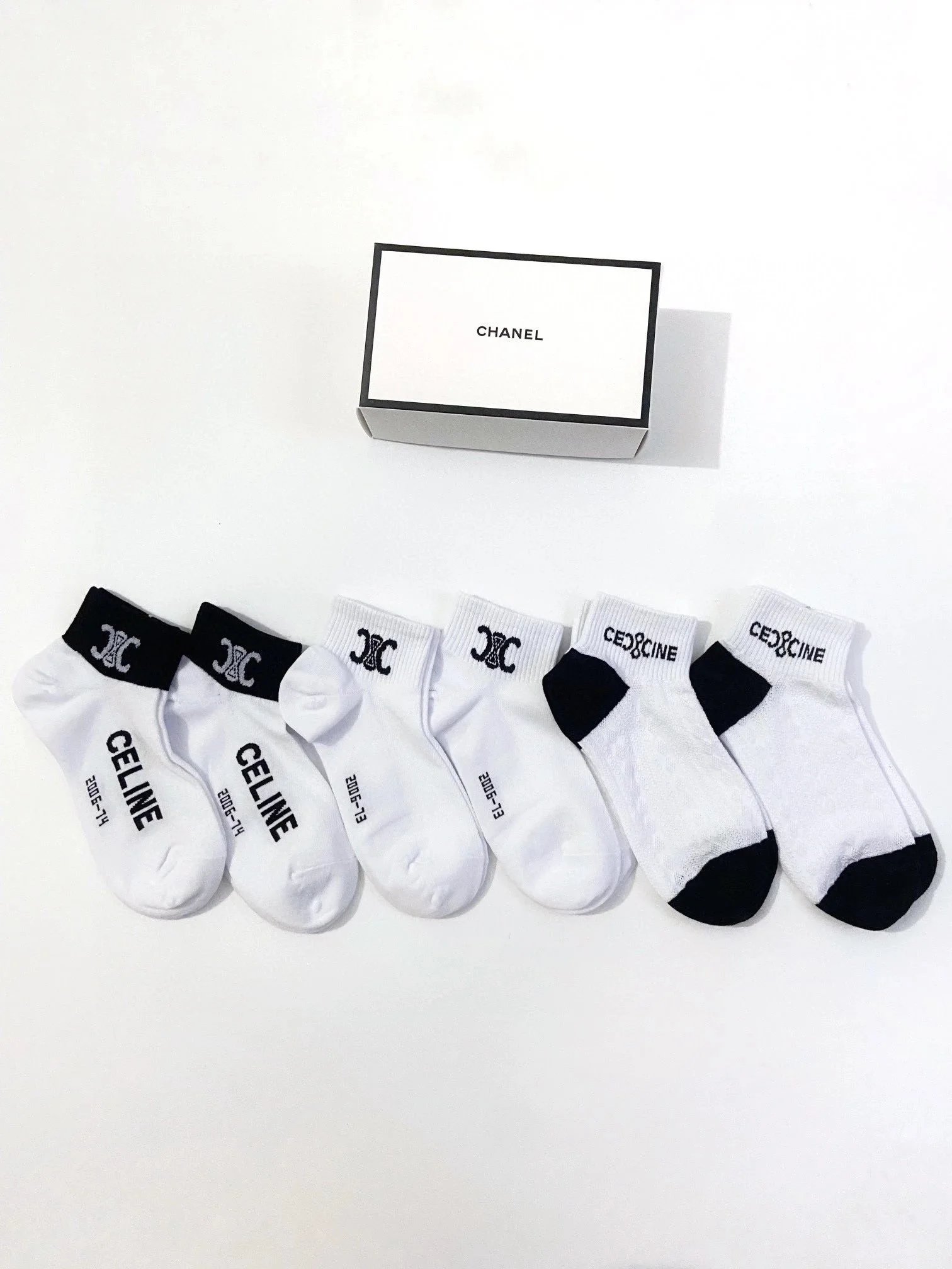 Celine Céline Paris Logo Print Socks Black and White Socks - 2