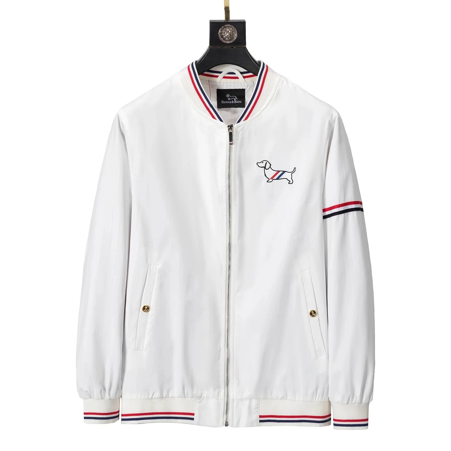 Thom Browne Windbreaker Gray with Four-Bar Stripe Jacket Outerwear - 5