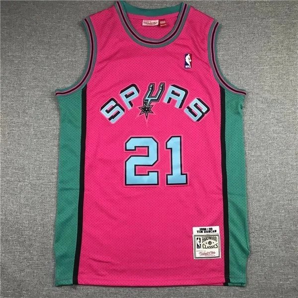 Mitchell & Ness San Antonio Spurs Tim Duncan 1998-99 Hardwood Classics Jersey Green Pink - 4