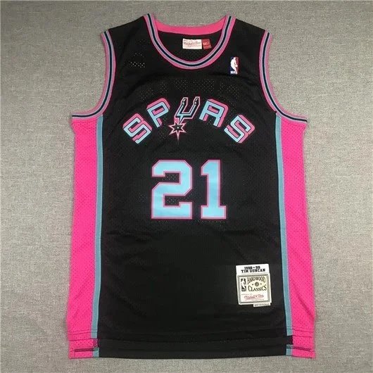 Mitchell & Ness San Antonio Spurs Tim Duncan 1998-99 Hardwood Classics Jersey Green Pink - 6