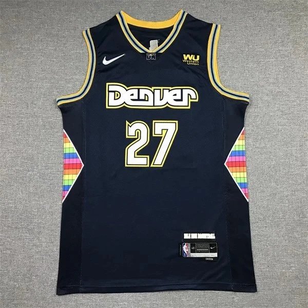 Nike Denver Nuggets City Edition Jersey Navy Rainbow