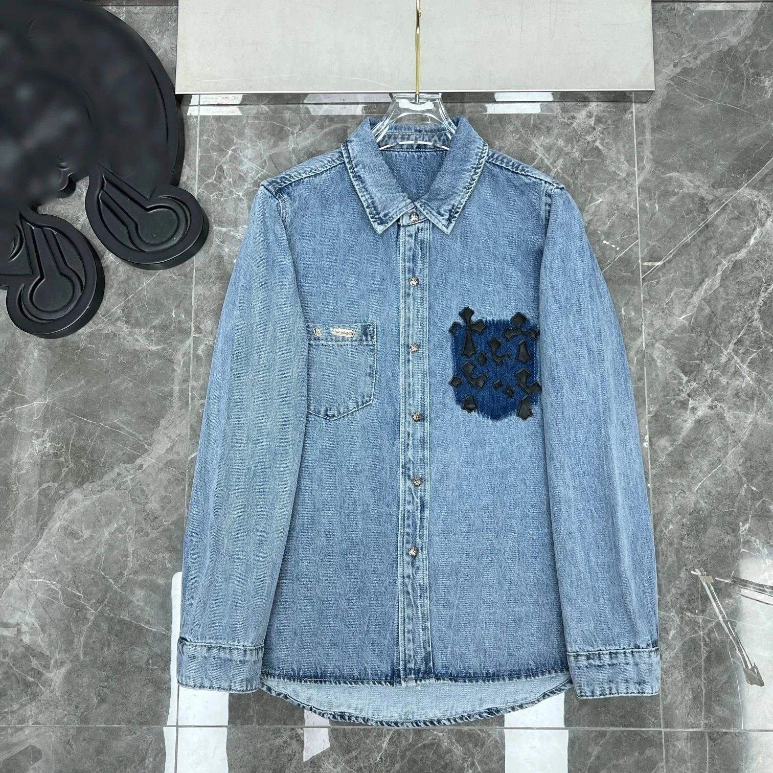 Chrome Hearts Jackets Cross Appliqué Denim Jacket — 05
