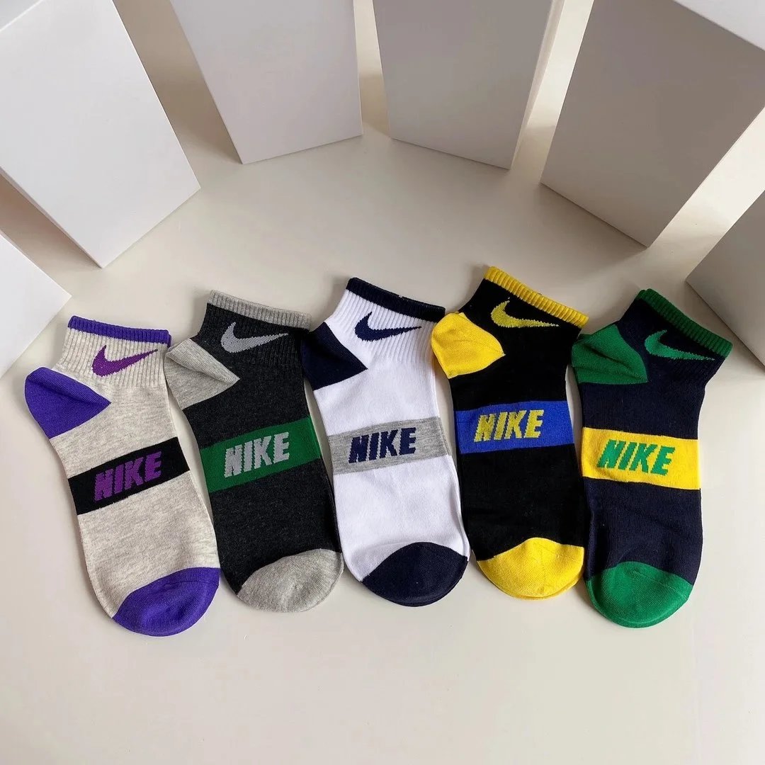 Nike Swoosh Logo Crew Socks in Navy, White, Gray, Black, and Charcoal - 8