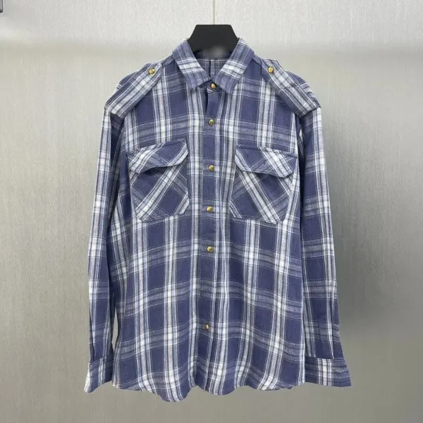 Design Oversized Plaid Shirt in Red and Charcoal Tops Shirt - 2