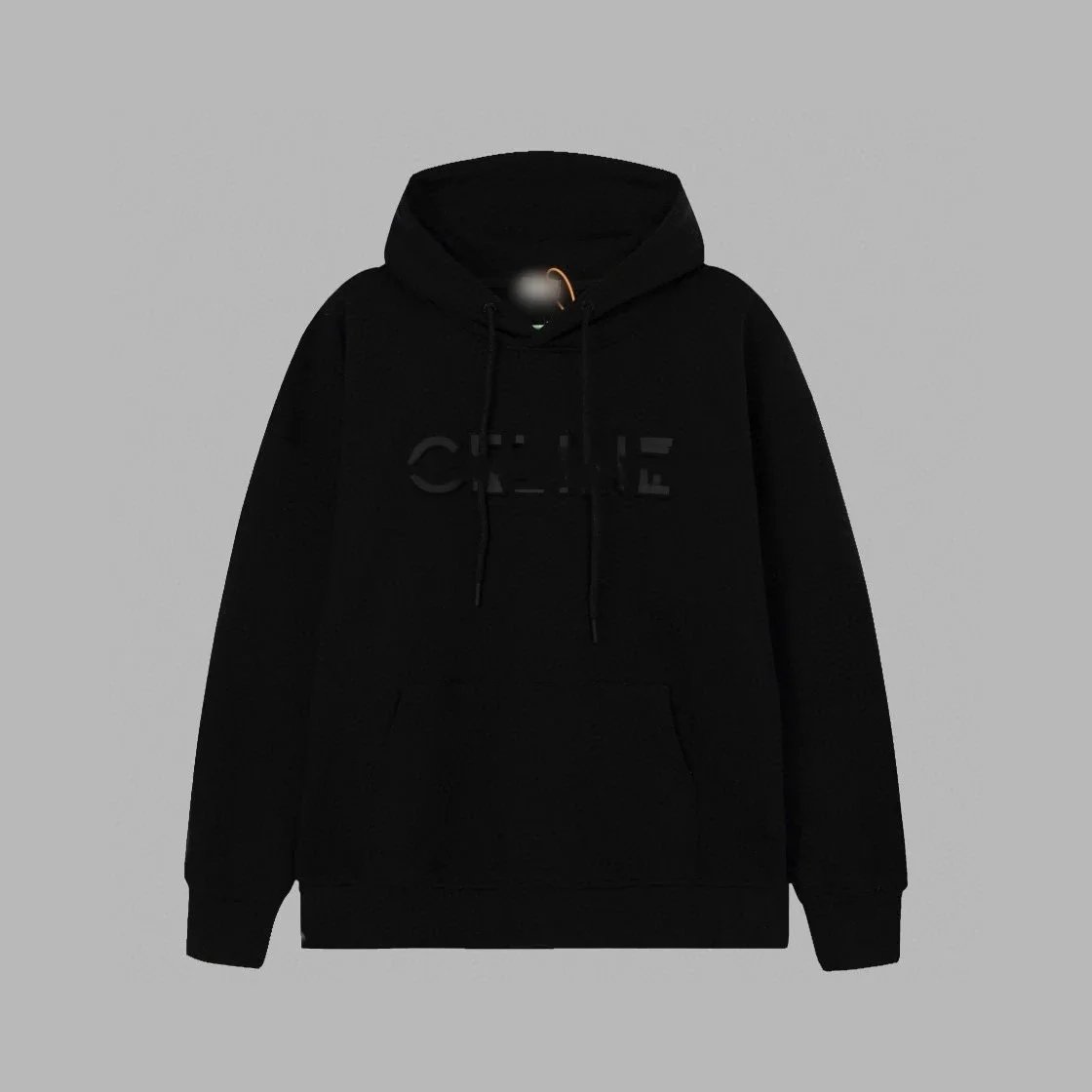 Celine Embossed Logo Hoodie Charcoal Gray Hoodie - 5