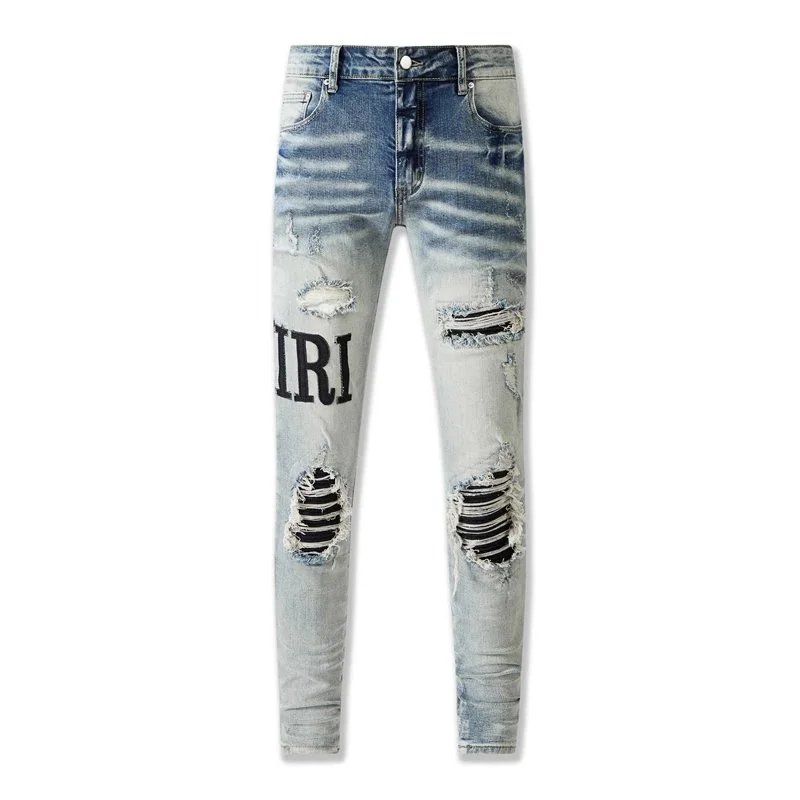 Amiri Distressed Logo Print Black Jeans - 16