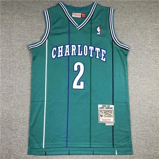 Mitchell & Ness Charlotte Hornets 1992-93 Larry Johnson Throwback Jersey Purple - 5