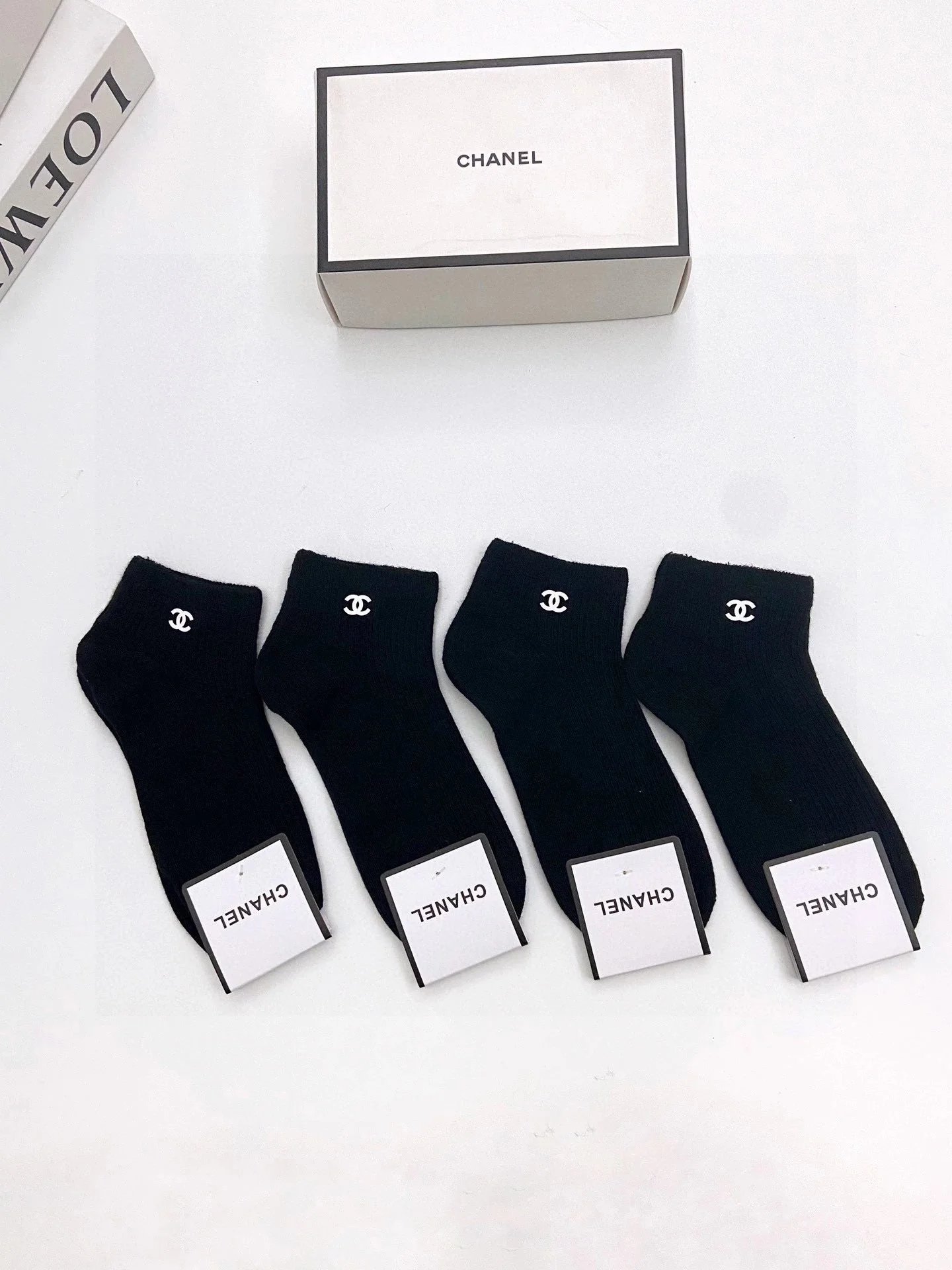 Chanel Logo Socks Black and White - 11