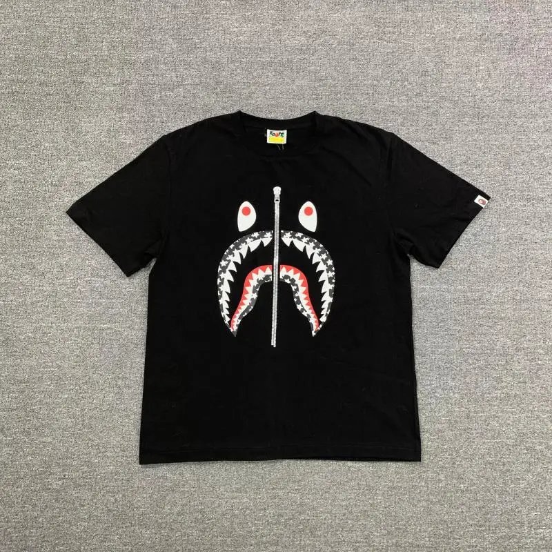 A Bathing Ape Shark Face Zipper T-Shirt Black