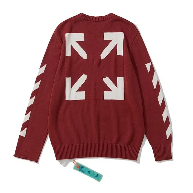 Off-White Knitwear Crewneck knit sweater with graphic intarsia product detail image 8