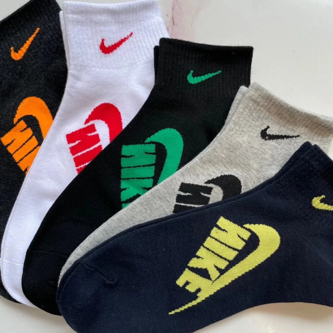 Nike Swoosh Logo Crew Socks in Navy, White, Gray, Black, and Charcoal - 6