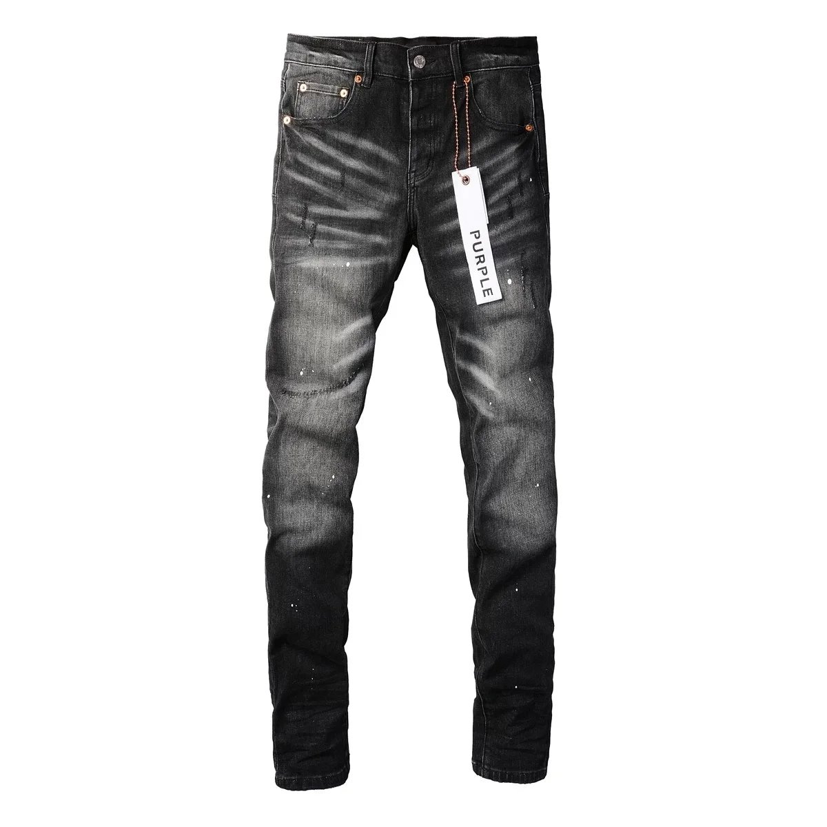 Design Distressed Yellow-Panel Jeans Dark Wash - 4