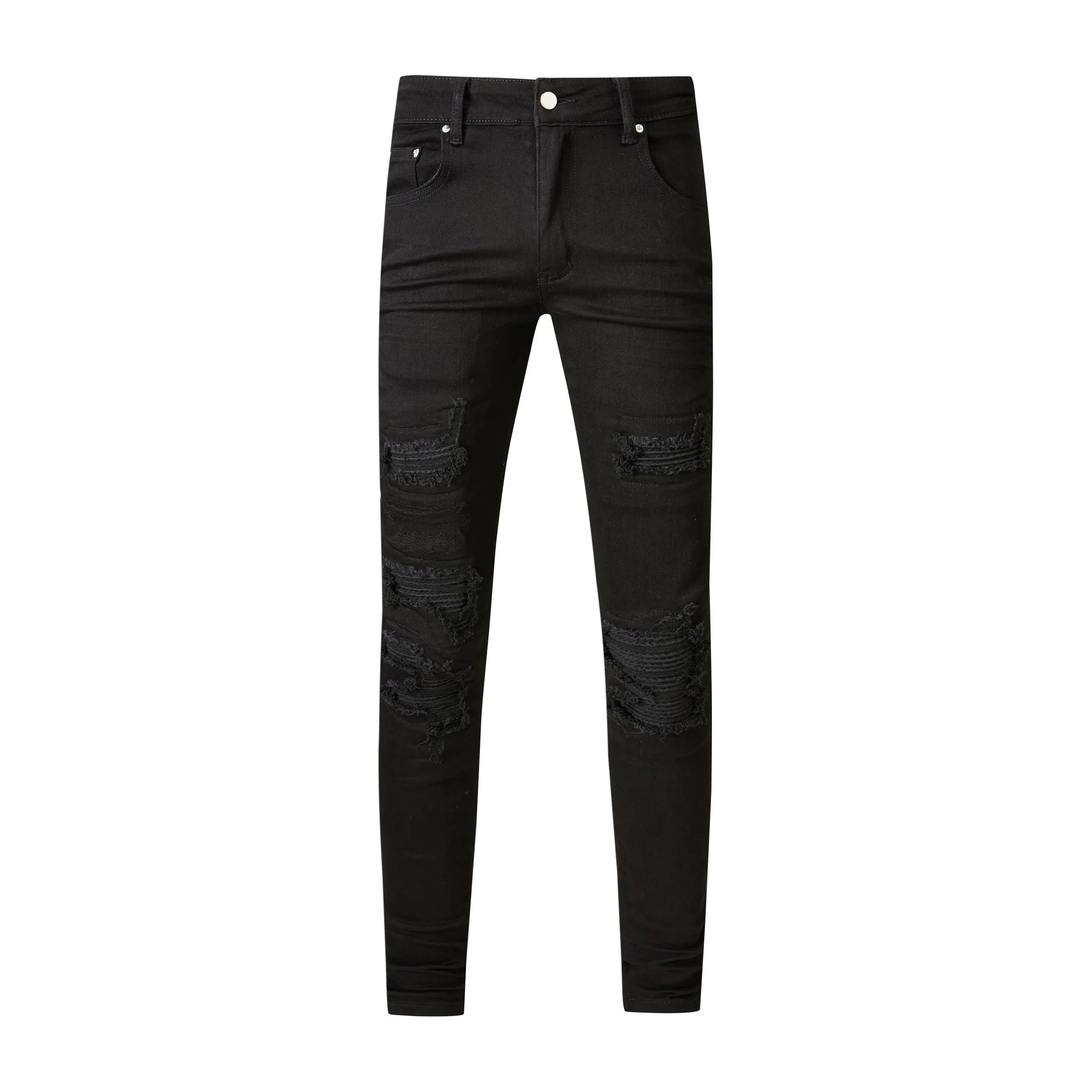 Amiri Distressed Logo Print Black Jeans - 4