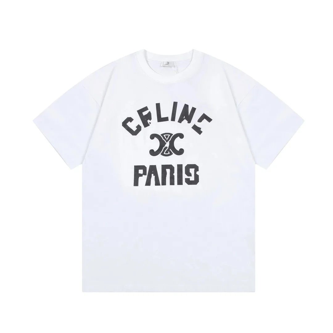 Celine Logo Graphic Print White T-Shirt - 10