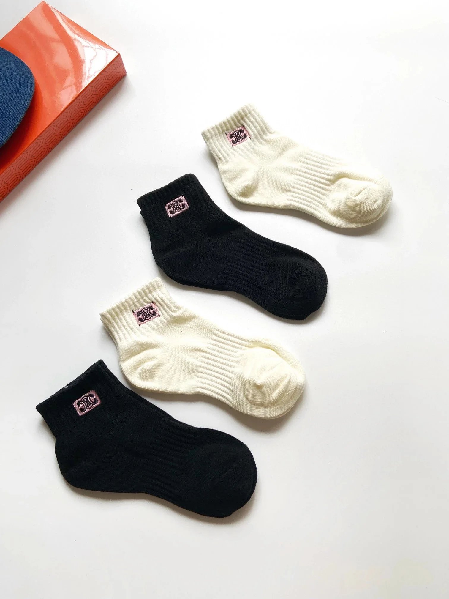 Celine Céline Paris Logo Print Socks Black and White Socks - 10