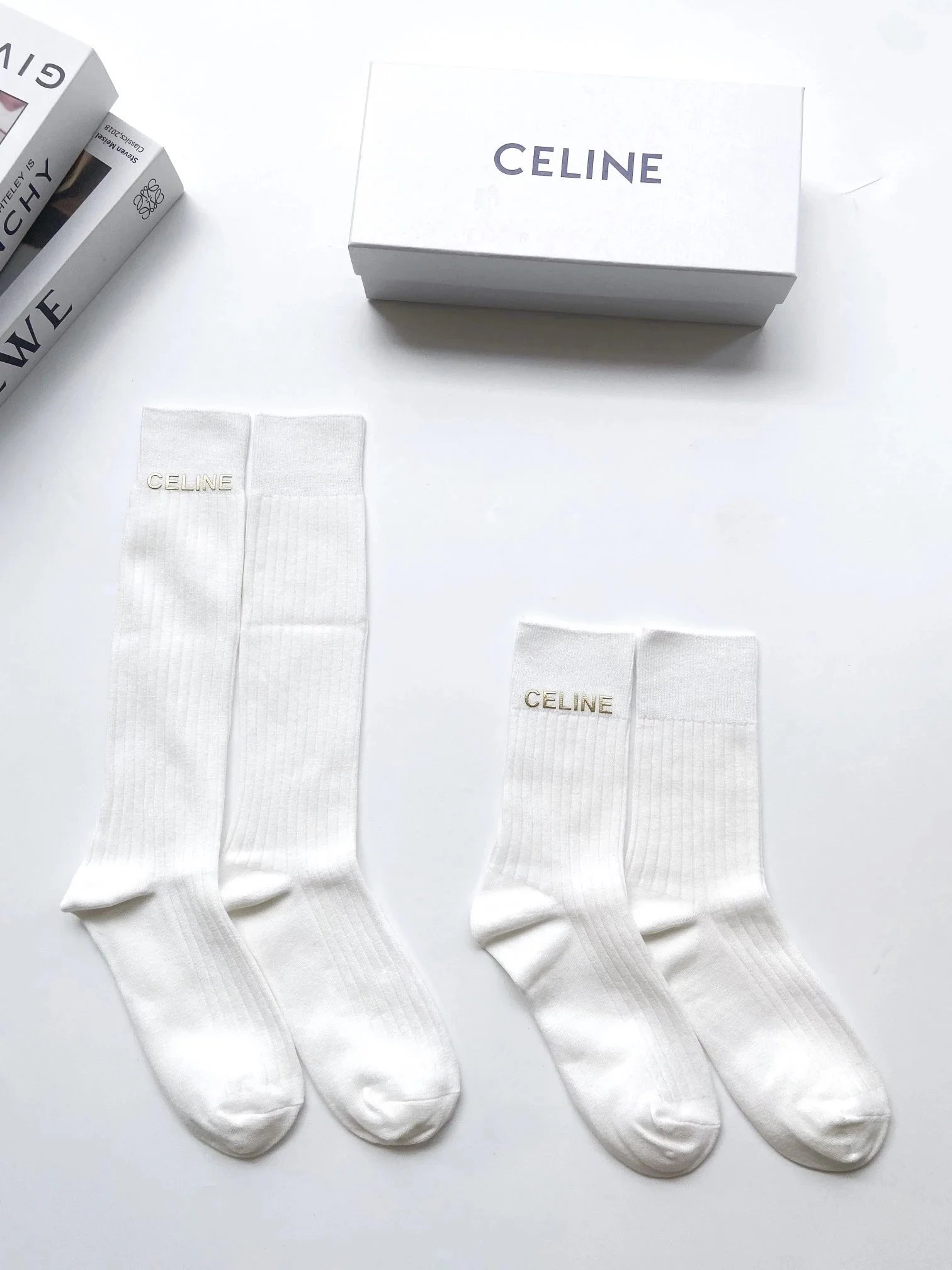 Celine Céline Paris Logo Print Socks Black and White Socks - 11