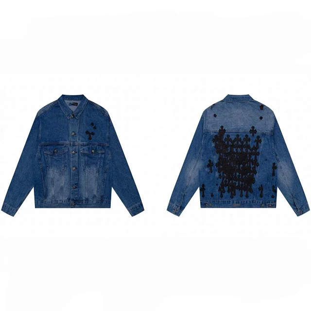 Chrome Hearts Jackets Cross Appliqué Denim Jacket product detail image 1