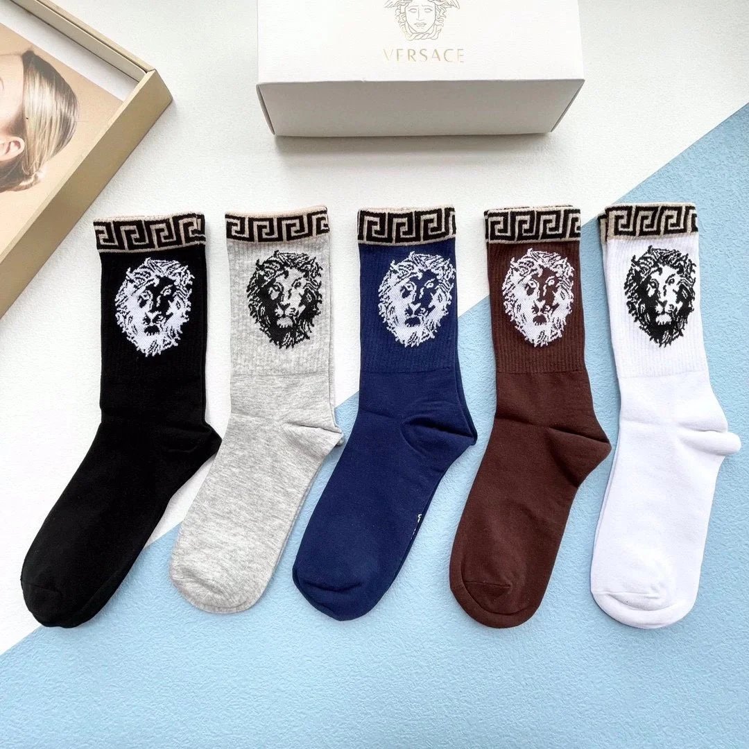 Versace Medusa Logo Ankle Socks in Gray, Heather Gray, Navy, White, and Black - 4