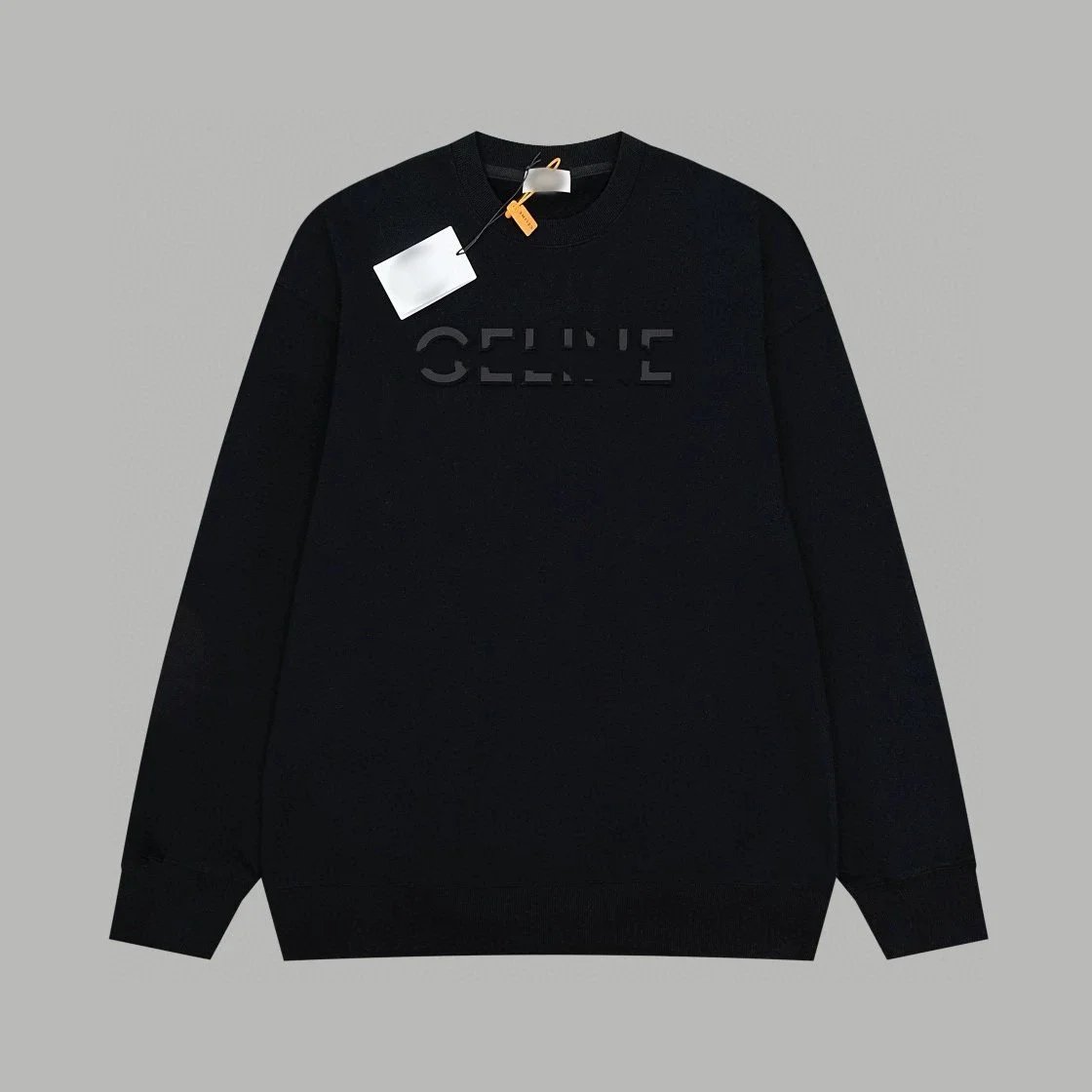 Celine Embossed Logo Hoodie Charcoal Gray Hoodie - 4