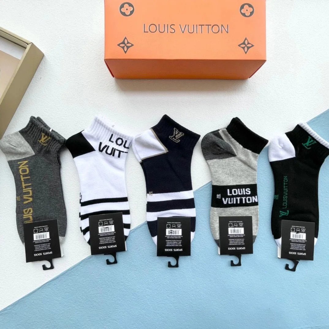 Louis Vuitton LV Monogram Embroidered Knee-High Socks Black and White - 11
