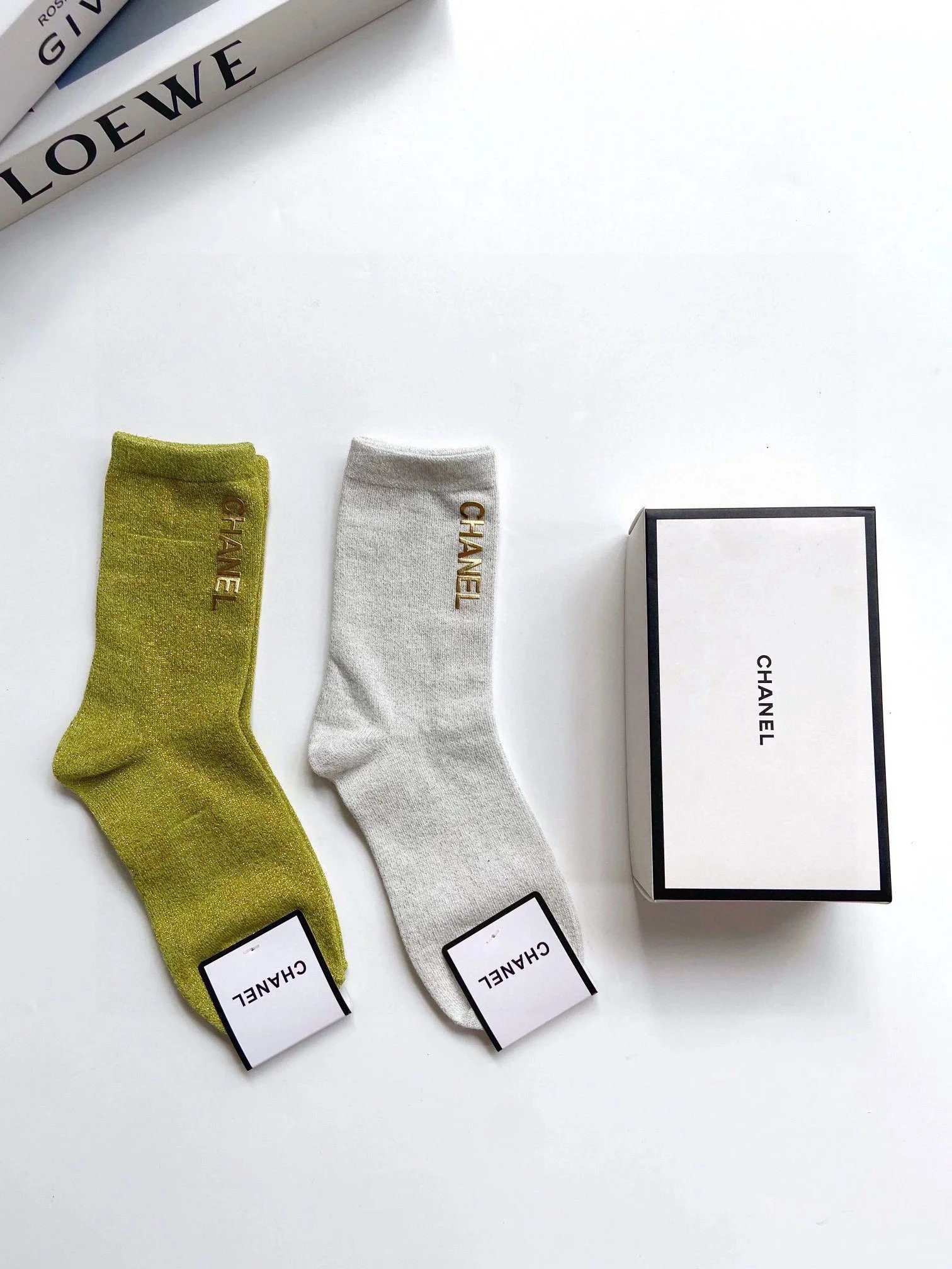 Chanel Logo Socks Black and White - 4