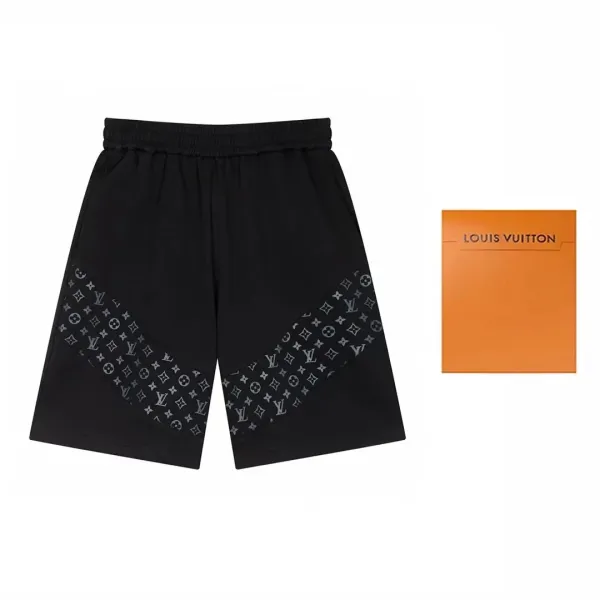 Design Vuitton Logo Print Washed Denim Shorts Gray Shorts - 11