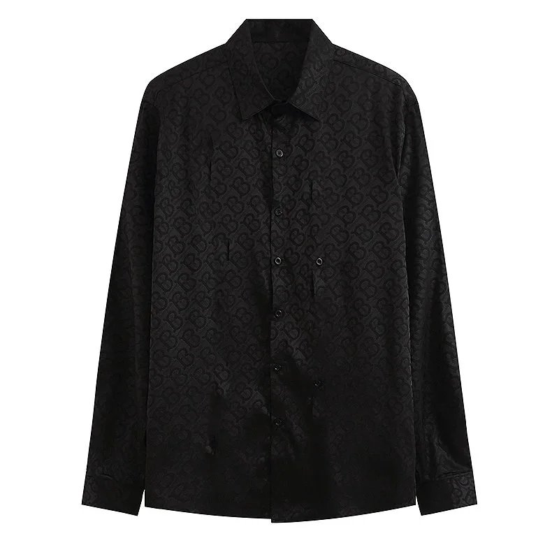 Design Script Logo Black Button-Up Shirt - 5