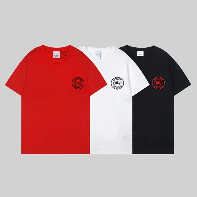 Burberry T-Shirts Short-Sleeve Polo with Striped Collar and Equestrian Knight Embroidery product detail image 7