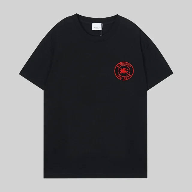 Burberry T-Shirts Short-Sleeve Polo with Striped Collar and Equestrian Knight Embroidery product detail image 9