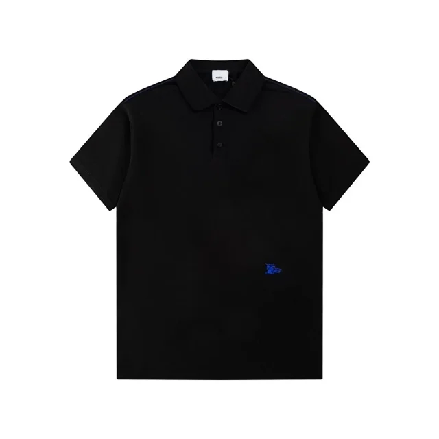 Burberry T-Shirts Short-Sleeve Polo with Striped Collar and Equestrian Knight Embroidery product detail image 11