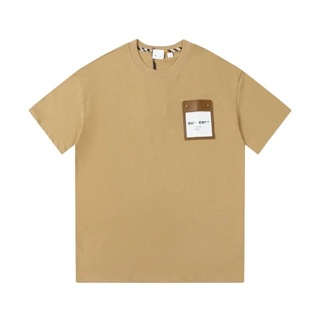Burberry T-Shirts Short-Sleeve Polo with Striped Collar and Equestrian Knight Embroidery product detail image 21