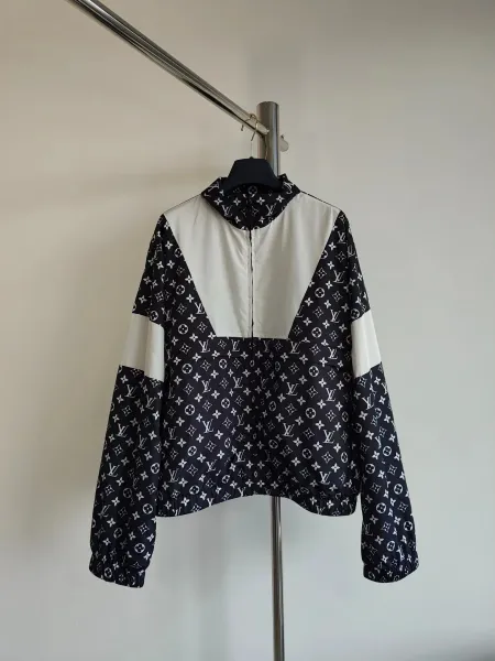 Louis Vuitton Monogram Windbreaker Black and White Jacket Outerwear.windbreaker - 1