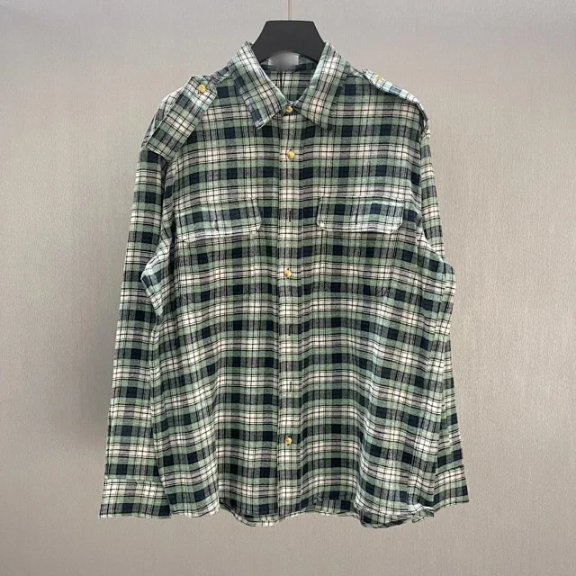 Unbranded Shirts Plaid button-front overshirt with chest pockets product detail image 2