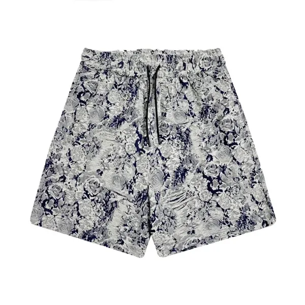 Design Vuitton Logo Print Washed Denim Shorts Gray Shorts - 10