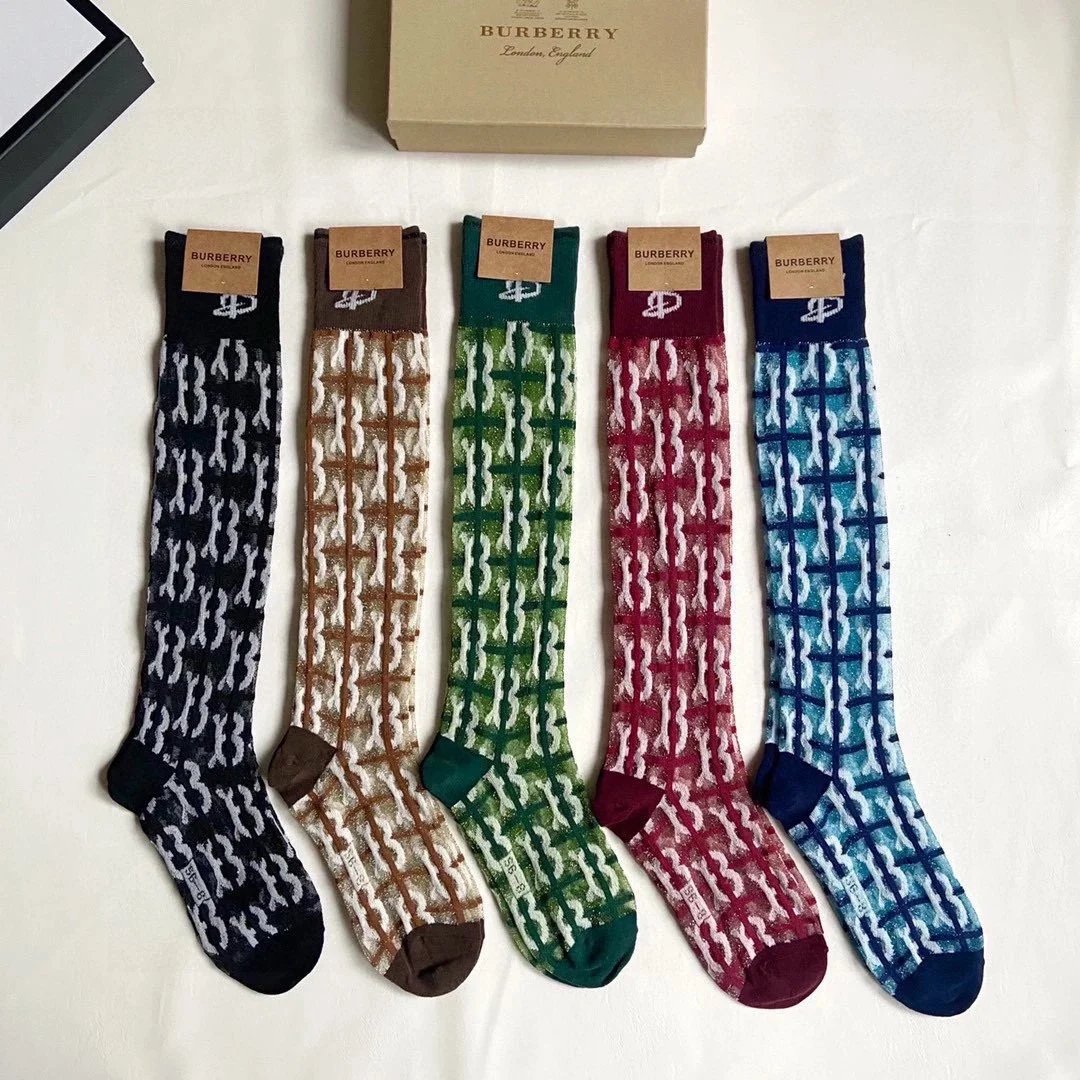 Burberry Monogram Logo Ankle Socks in Black, Charcoal, Navy, White, and Gray - 10