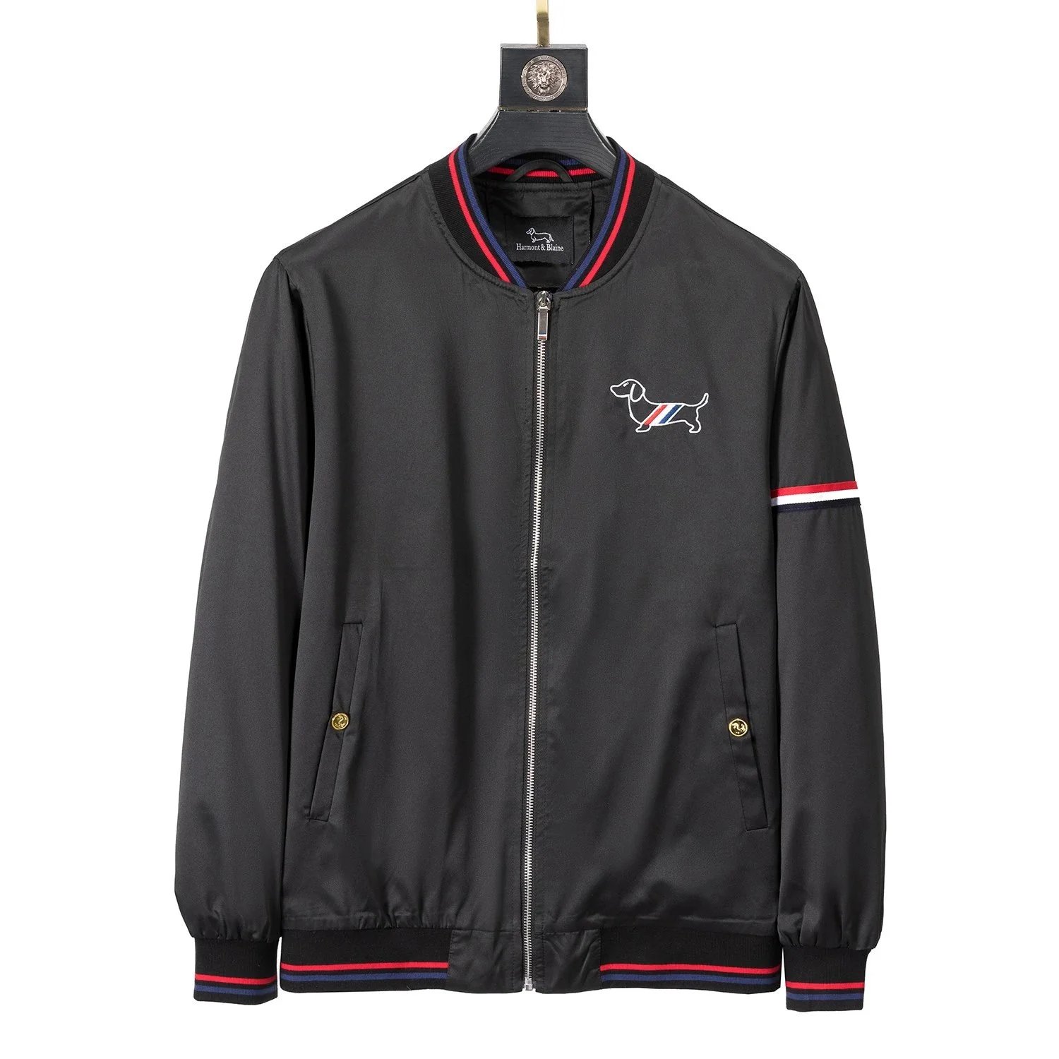 Thom Browne Windbreaker Gray with Four-Bar Stripe Jacket Outerwear - 4
