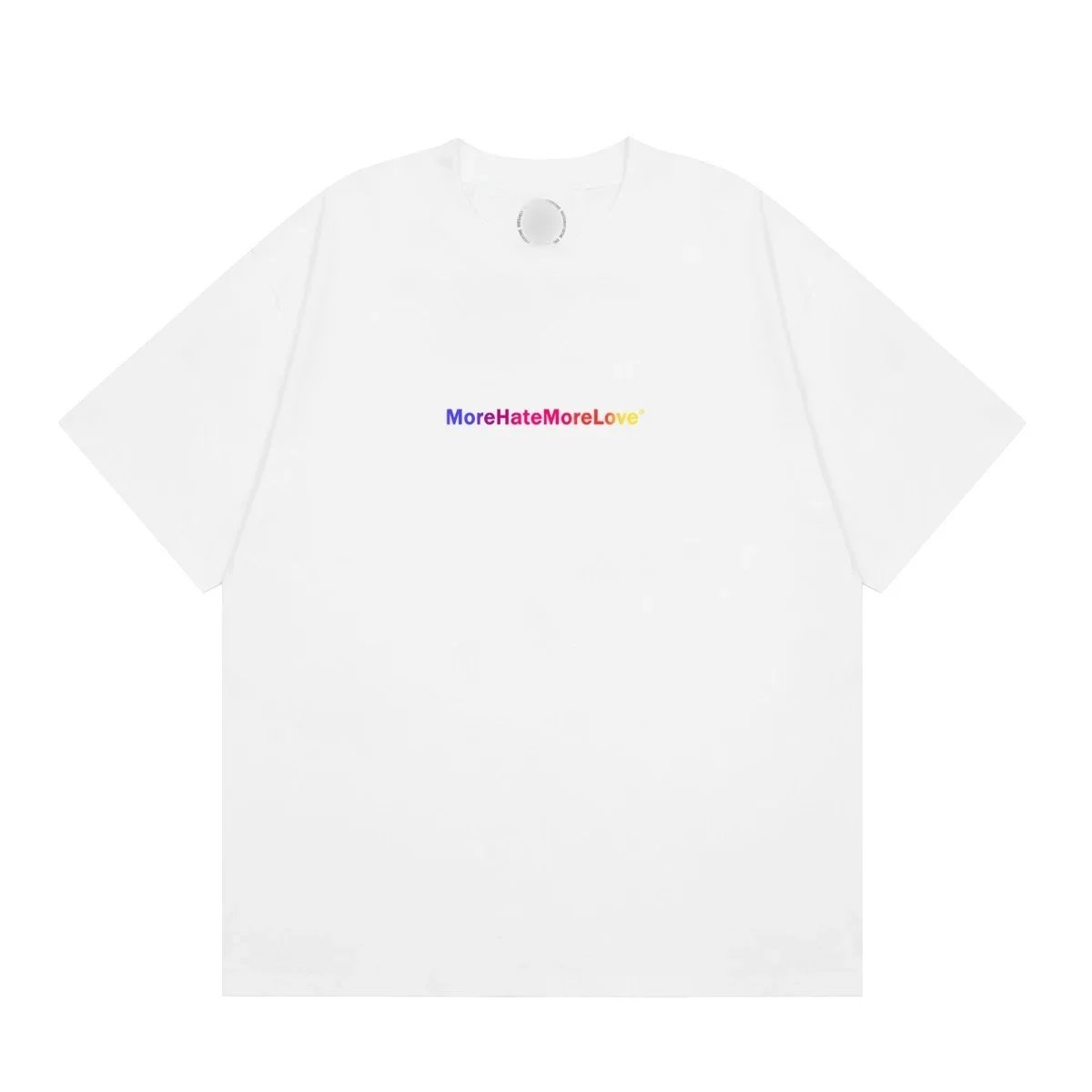 Design MoreHateMoreLove Rainbow Gradient Logo Black T-Shirt T-Shirts - 5