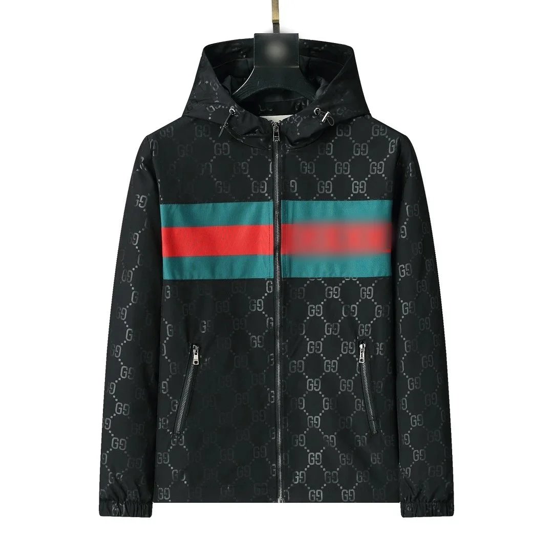 Unbranded Jackets Zip-up monogram with contrast stripe panels — 06