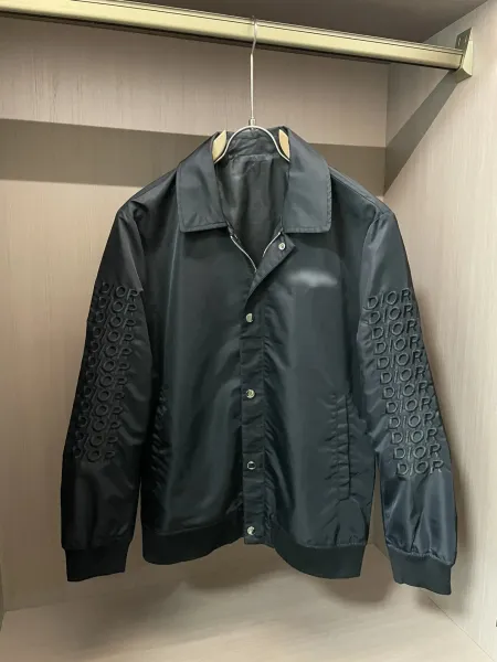 Dior Oblique Logo-Embroidered Windbreaker Jacket Black Outerwear.windbreaker - 1