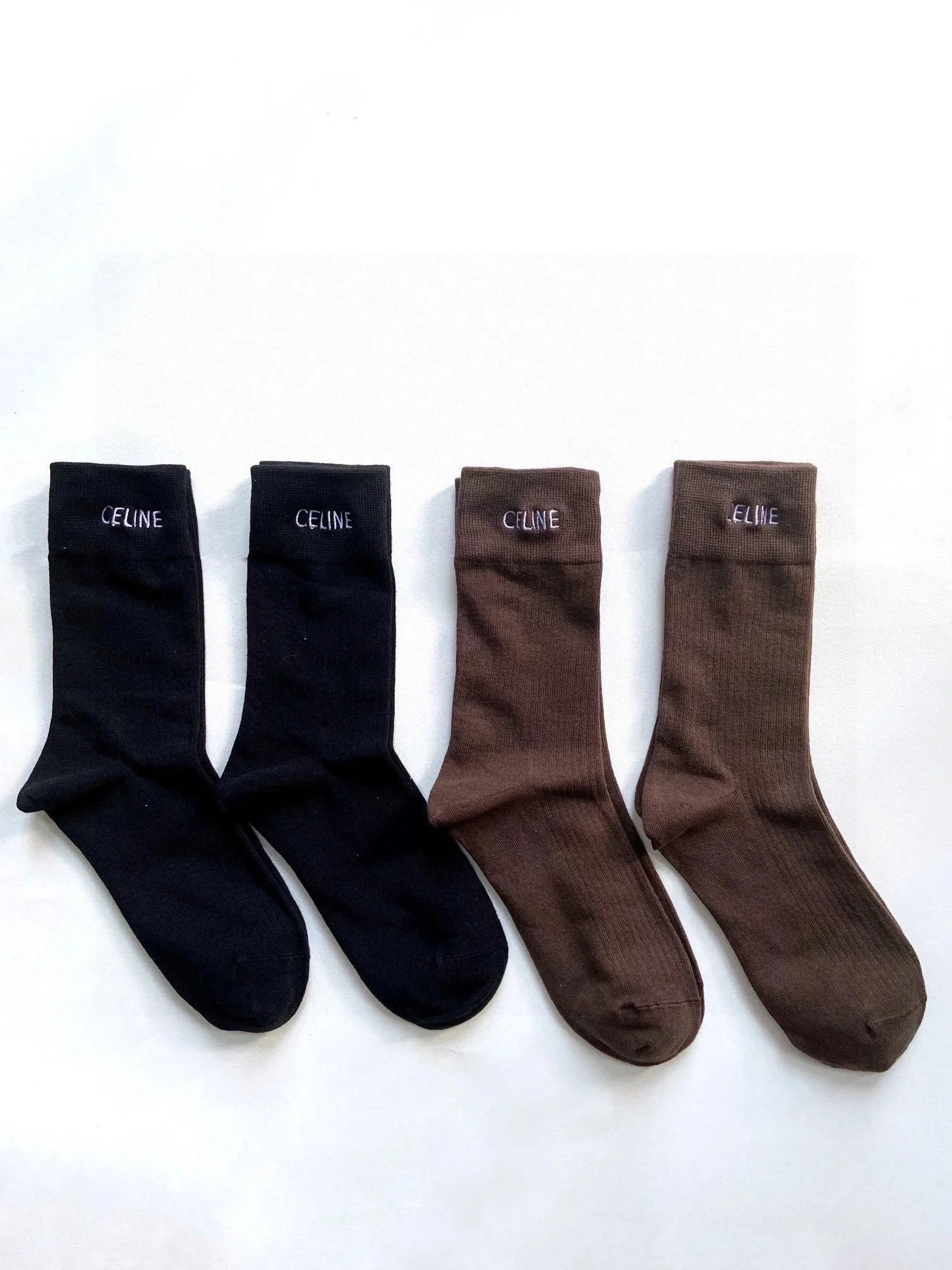 Celine Céline Paris Logo Print Socks Black and White Socks - 3