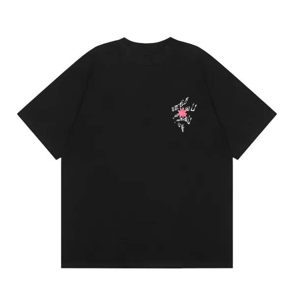 Design Floral Script T-Shirt Black - 1