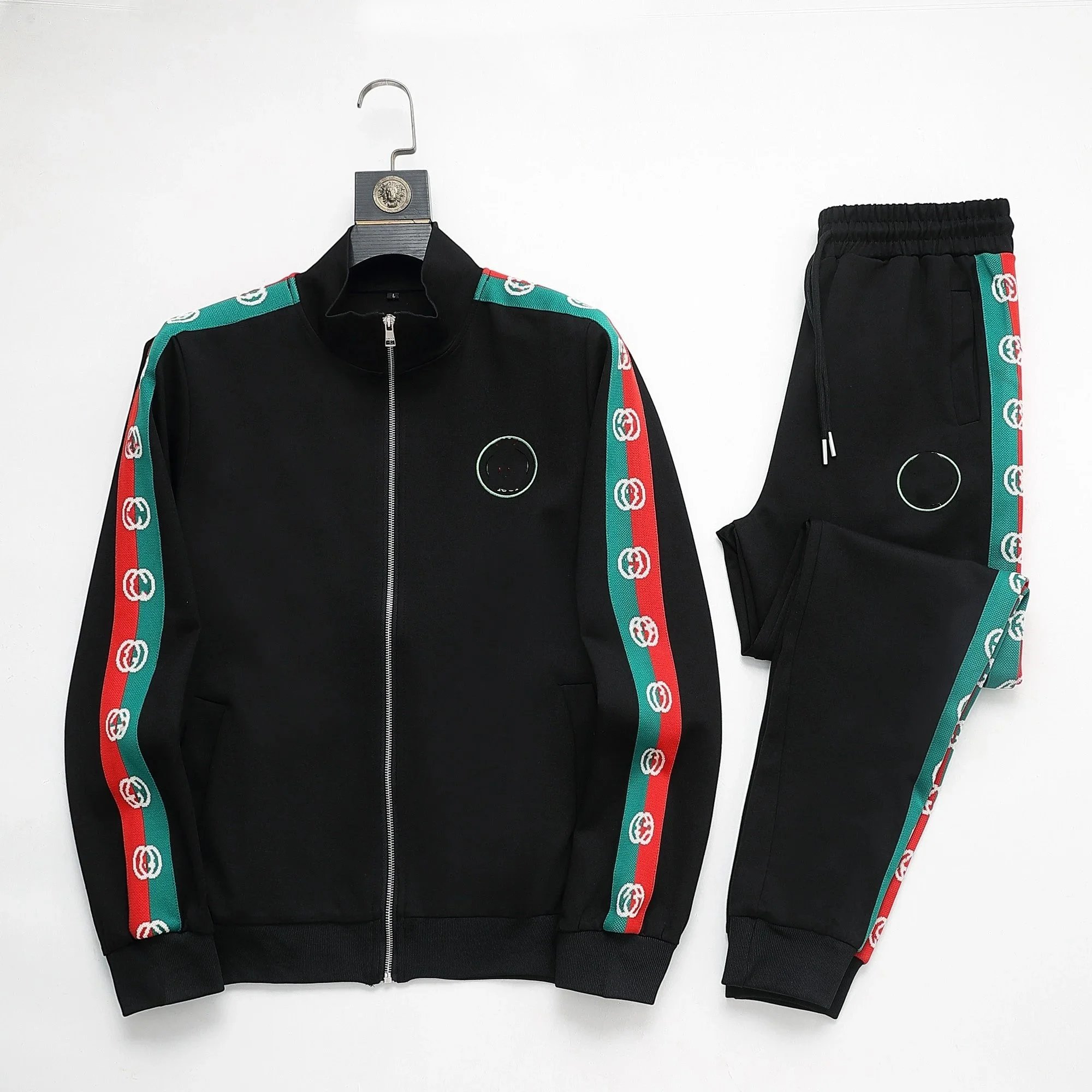 Gucci Track Jacket and Sweatpants Set Black with Red-Green Stripes Tracksuit - 14